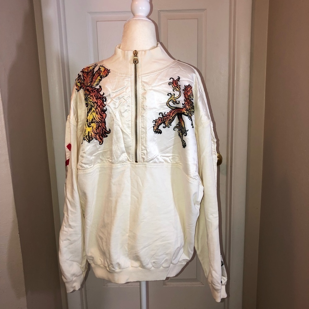 Vintage 80’s LILY FAROUCHE 1/4 Zipper Dragon Print Pullover Sz L - Picture 2 of 9